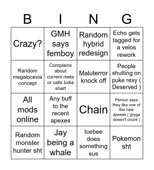 Paleo Daily Bungo Bingo Card