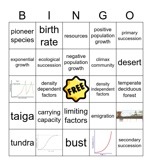 Population Growth/Ecological Succession Bingo Card