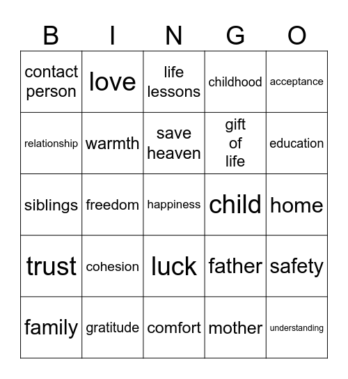 Mother's Day Bingo Card