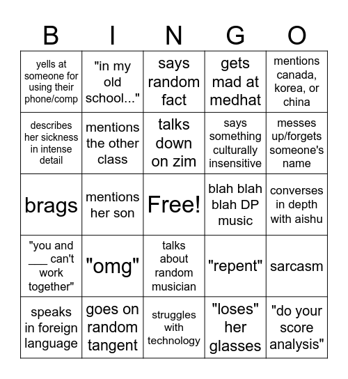 Untitled Bingo Card