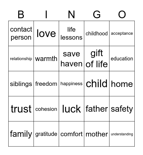 Mother's Day Bingo Card