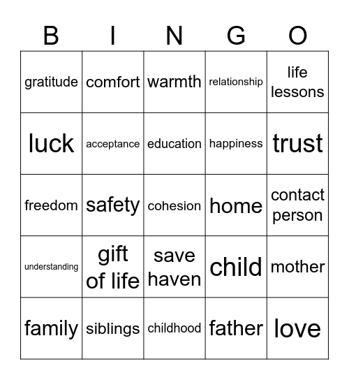 Mother's Day Bingo Card