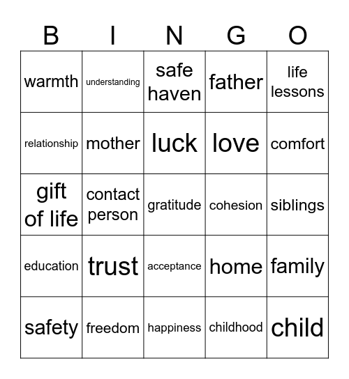 Mother's Day Bingo Card