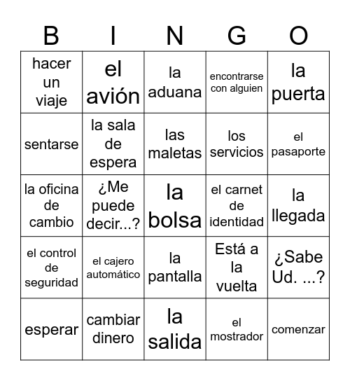 Capítulo 10.1 ¡A viajar! Bingo Card