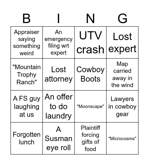 Rancho Site Visit Bingo Card