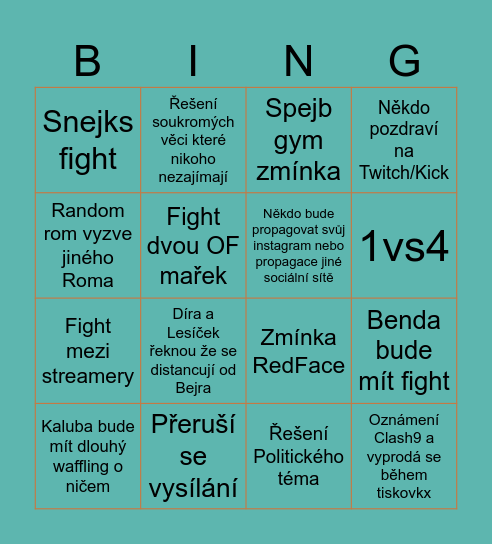 ClashOfTheStars 8 Bingo Card