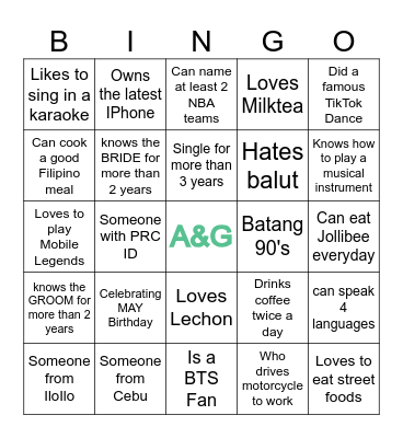 Peñafiel - Lopez Nuptials Bingo Card