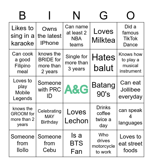 Peñafiel - Lopez Nuptials Bingo Card