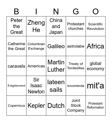 AP World History Review #4 (Blue) Bingo Card