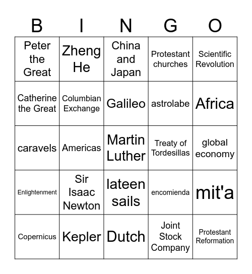 AP World History Review #4 (Blue) Bingo Card