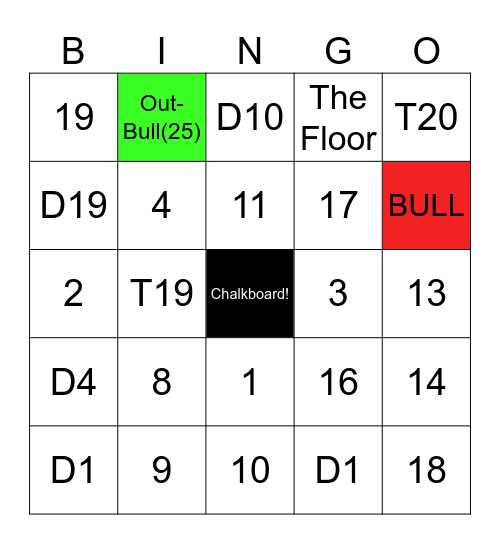 Maxs Birthday darts Bingo Card