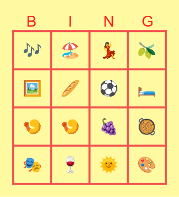Spanish Bingo Card