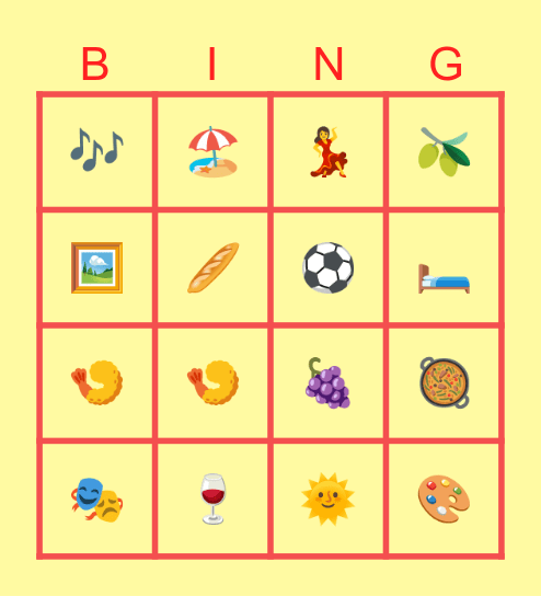 Spanish Bingo Card