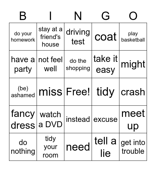 old More 2 Unit 8 Bingo Card