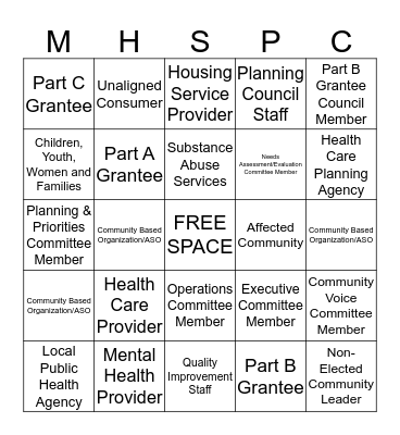 MN HIV SERVICES PLANNING COUNCIL Bingo Card