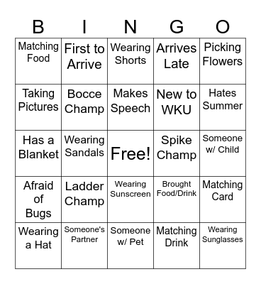Human Bingo - Spring Picnic Bingo Card