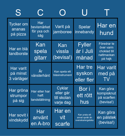 LÄRA KÄNNA ANDRA SCOUTER Bingo Card