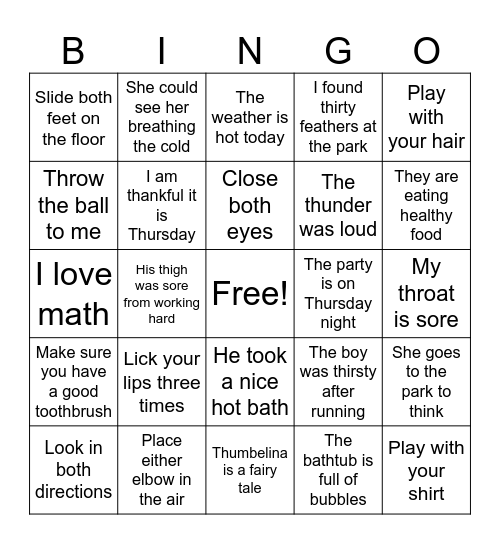 TH Bingo Card