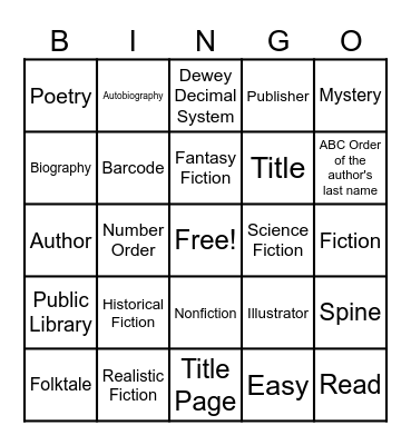 Library Review Bingo Card