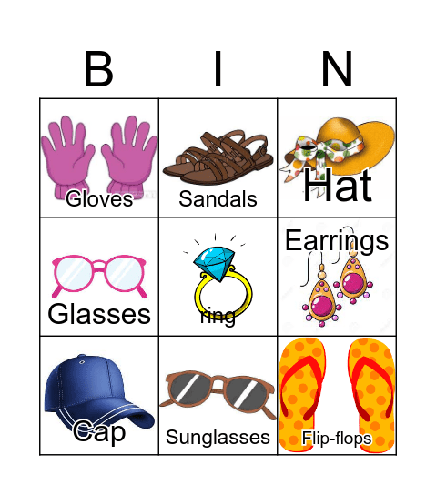 Accesories Bingo Card