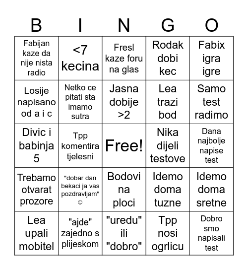 Hrvatski 👽 Bingo Card