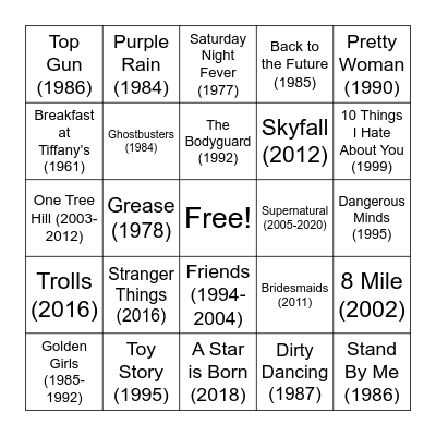 Theme Song Music Bingo! Bingo Card