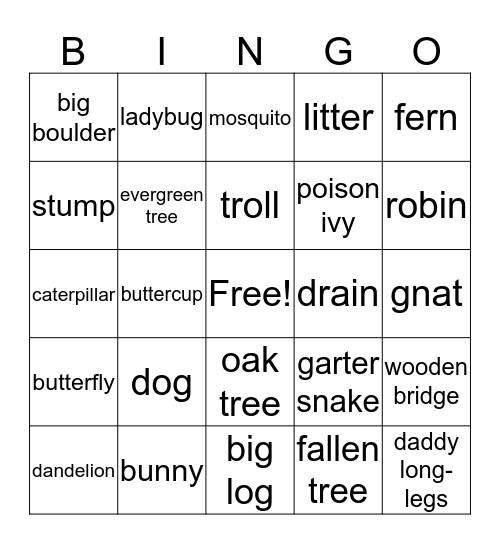 The Lanes' Nature Adventure Walk Bingo! Bingo Card