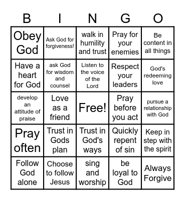 Live the Truth Bingo Card