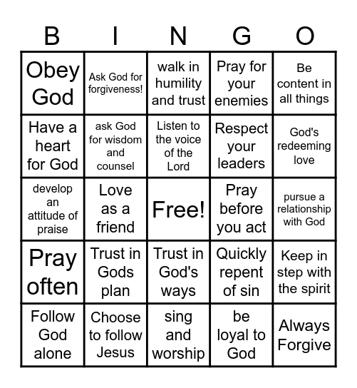 Live the Truth Bingo Card