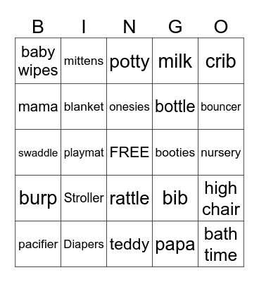 Baby Fun Bingo Card