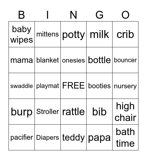 Baby Fun Bingo Card