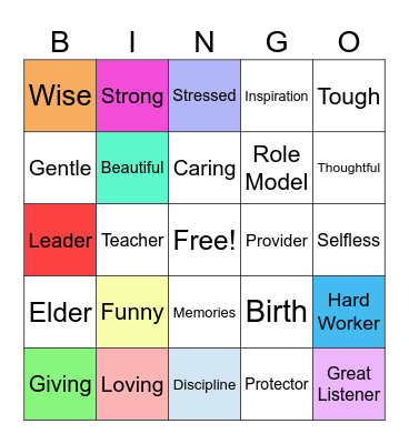 Mother's Day Bingo Card