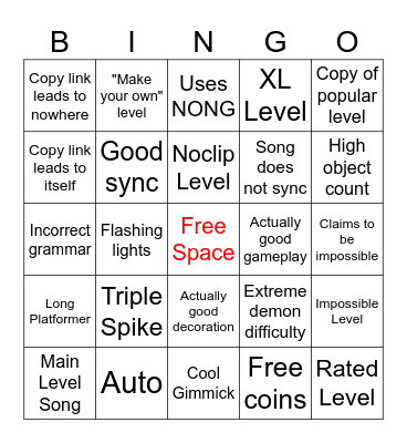 Level Request Bingo Card