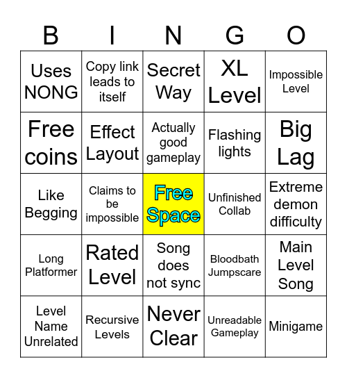Level Request Bingo Card