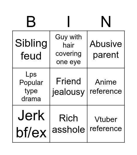 My story animated bingo Card