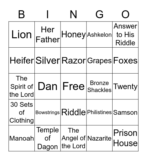 Samson Trivia Bingo Card