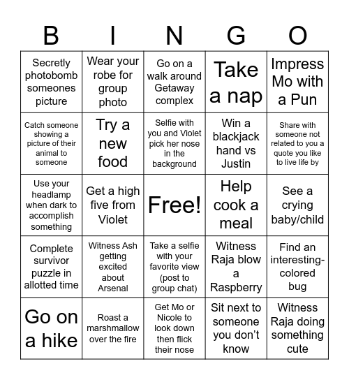 Camp CocoMo Bingo Card