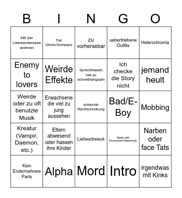 Gacha Life Bingo Card