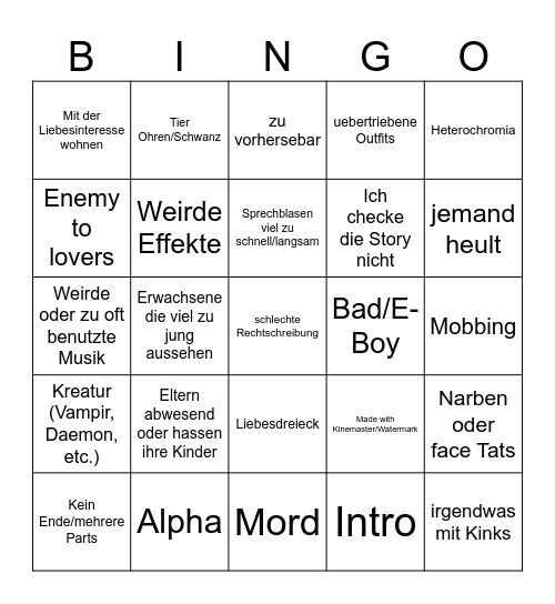 Gacha Life Bingo Card