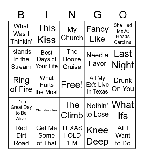 MM Country Bingo #2 Bingo Card