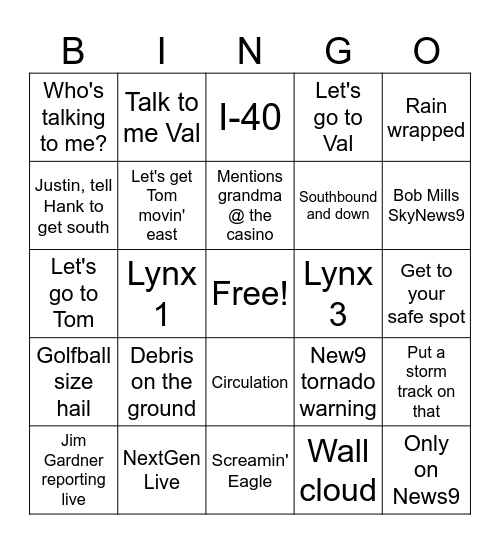 David Payne Bingo Card