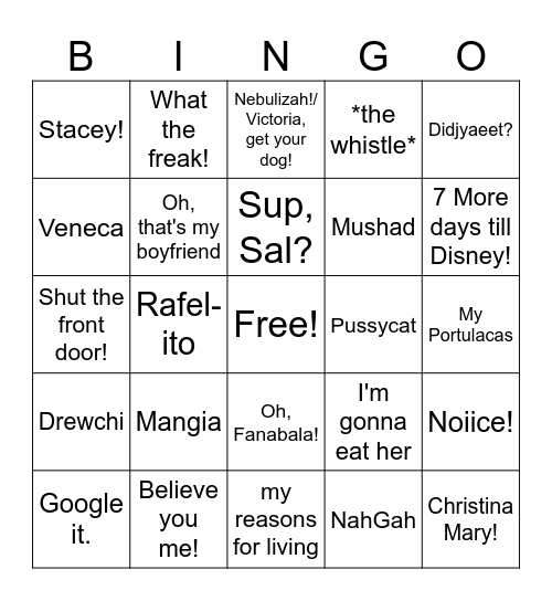 Dawn Says... Bingo Card