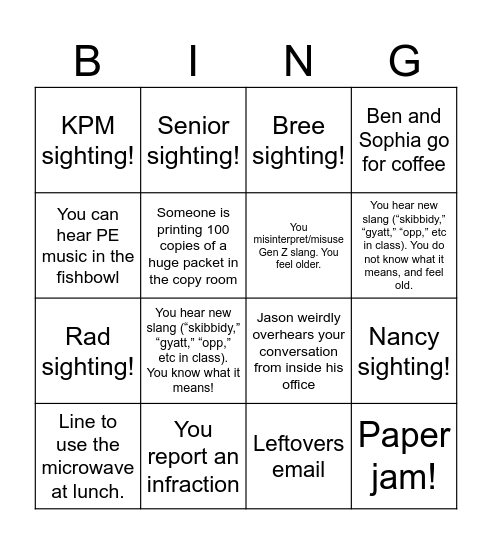 Educator Blackout Bingo Card