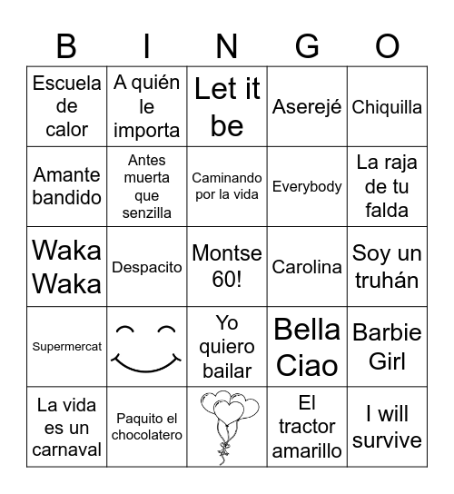 Bingo Montse 60! Bingo Card