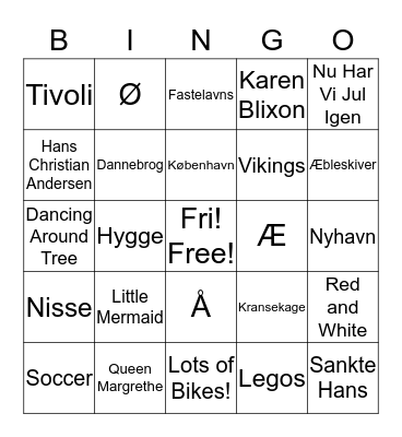 DANISH BINGO Card