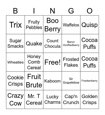 Sugar Rush 2 Bingo Card