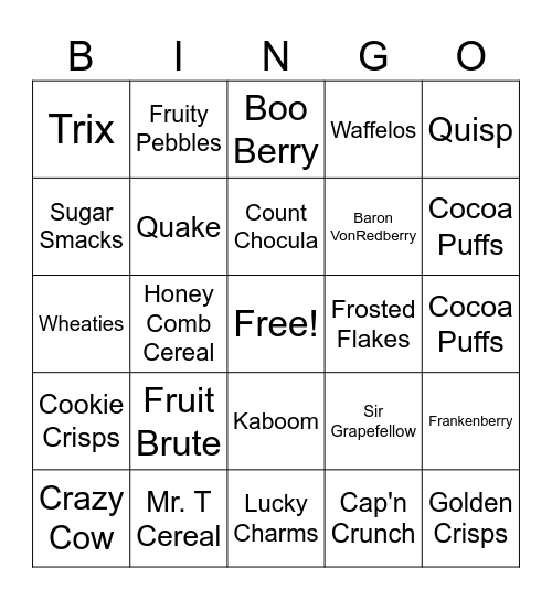 Sugar Rush 2 Bingo Card