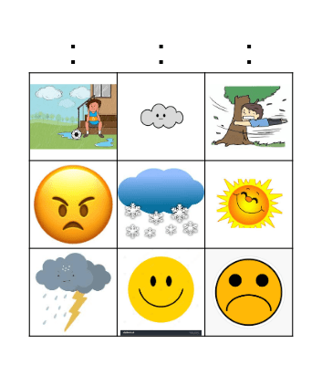 Weather and Emotions Bingo Card