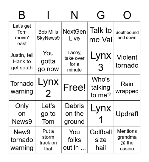 David Payne Bingo Card