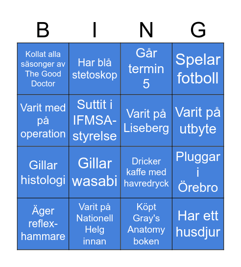 Intro-lek NH-Göteborg Bingo Card